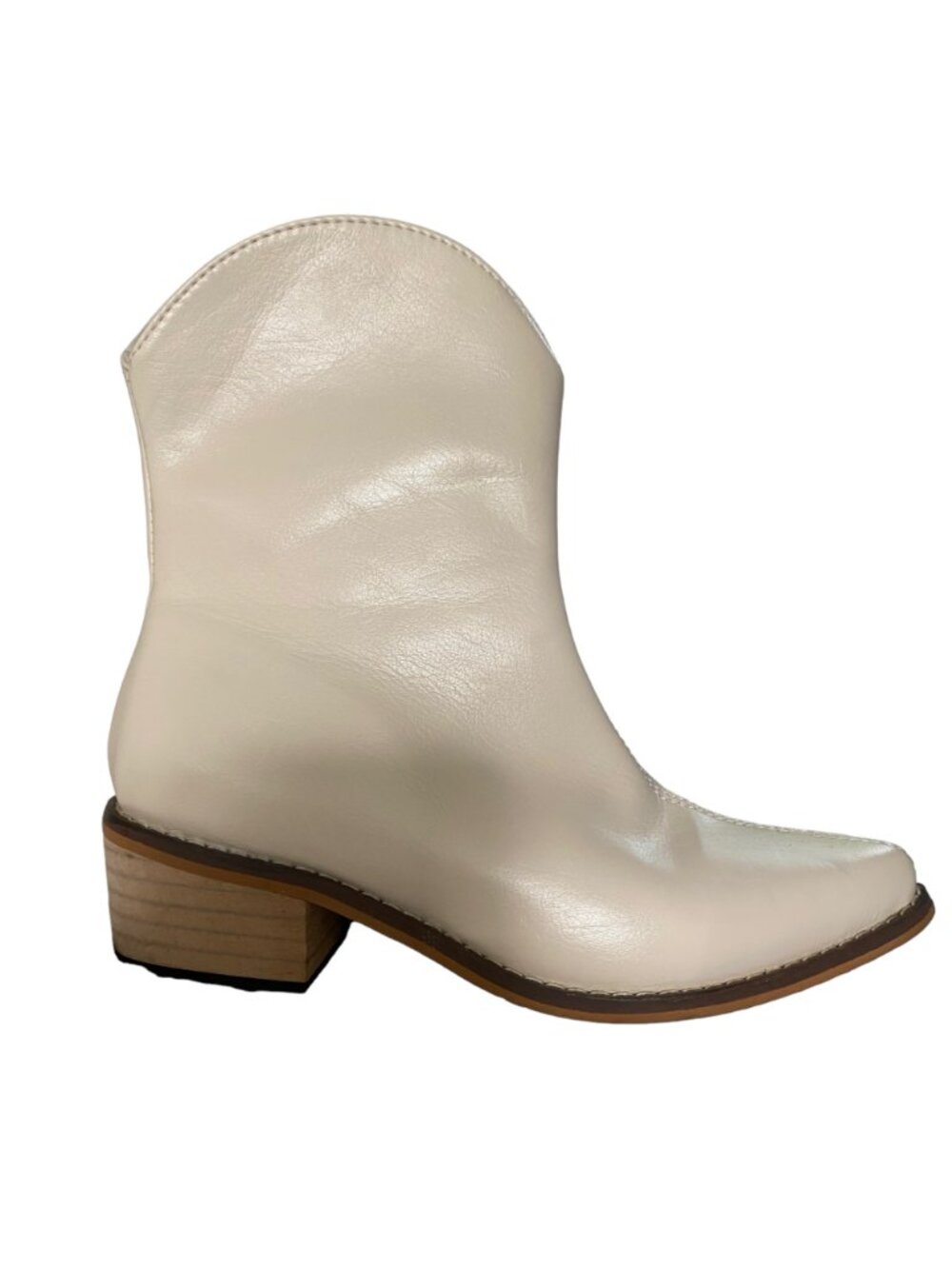 Ankle Bootie Women's Size 35 US 4. 5 Polyurethane Cream Zipper Pointed Toe - Picture 15 of 16
